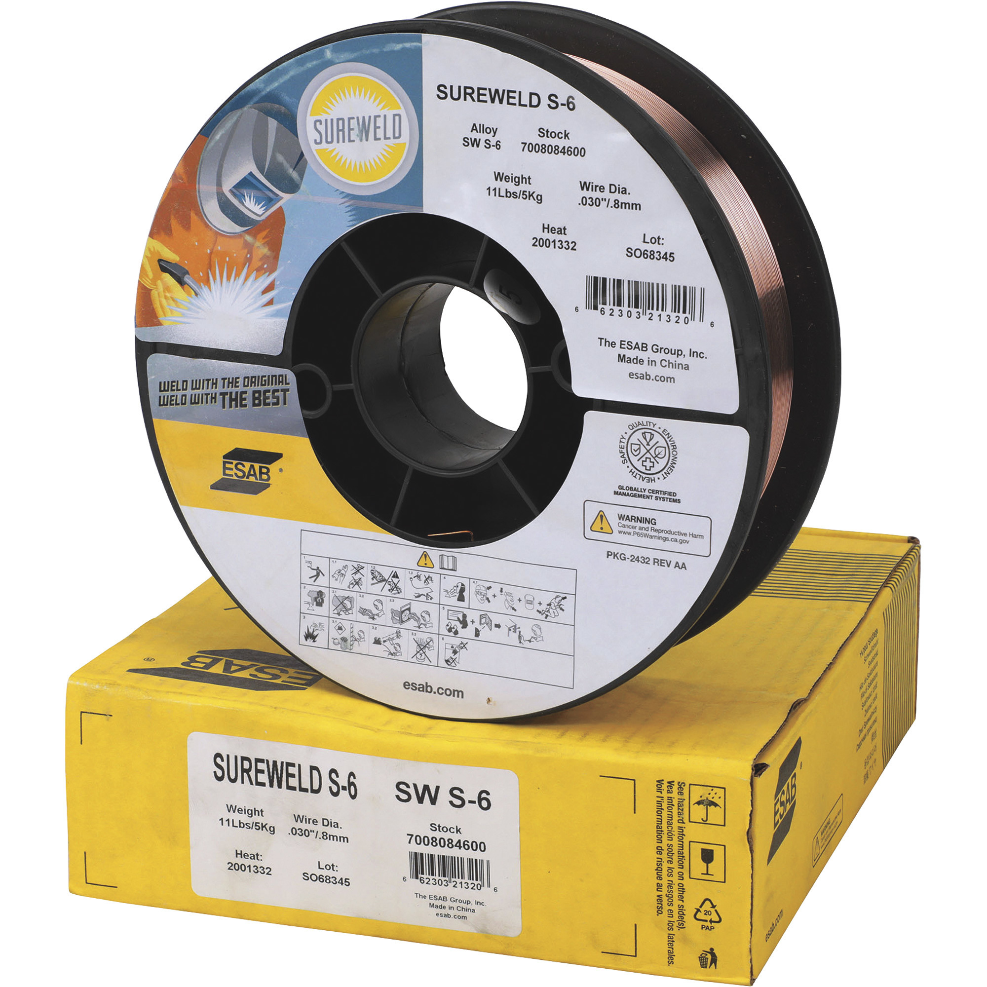 ESAB Sureweld S-6 MIG Welding Wire, 11-Lb. Spool, 0.030in. dia., Model# 7008084600